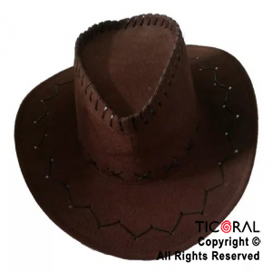 SOMBRERO COWBOY MARRON OSCURO TELA x 1